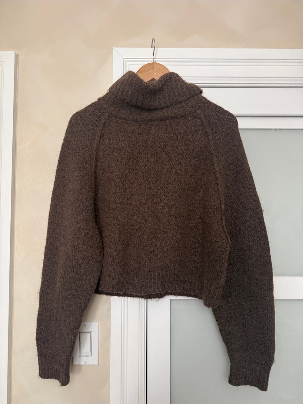 Zara Dark Brown Turtleneck Cropped Sweater